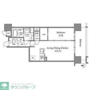 オーパスレジデンス名古屋ステーション(1LDK/15階)の間取り写真