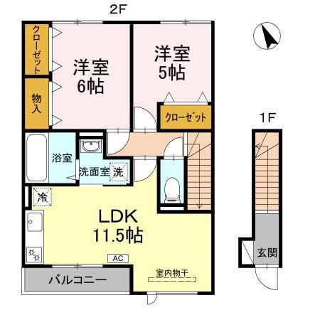 グランヴィア III(2LDK/2階)の間取り写真