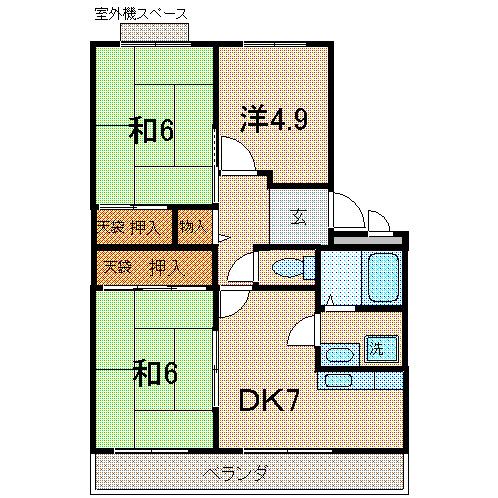 フルーツヴィラマルイ(3DK/3階)の間取り写真