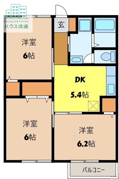メゾンウィロー(3DK/2階)の間取り写真