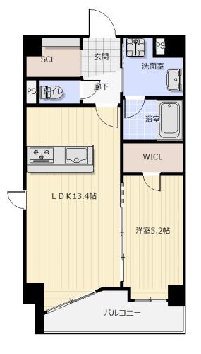 ポラリス高宮(1LDK/6階)の間取り写真
