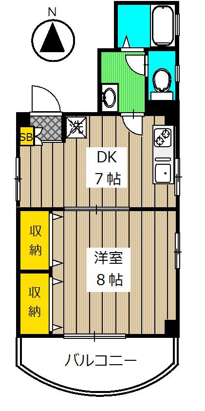 アークハウス(1DK/3階)の間取り写真