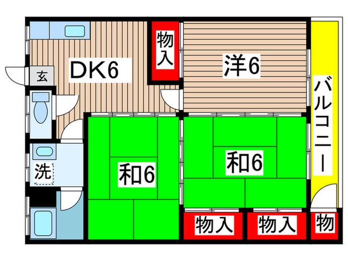 第一渡辺コーポ(3DK/2階)の間取り写真
