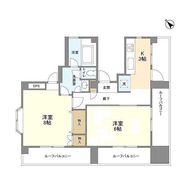 番町グロリアビル(2K/6階)の間取り写真