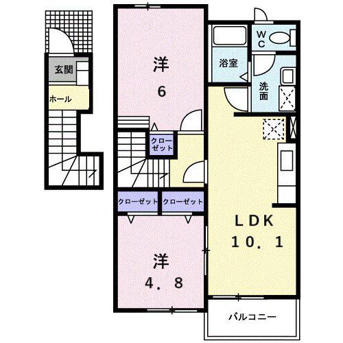 メゾン・エスポワールA(2LDK/2階)の間取り写真