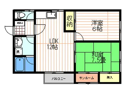 クレールメゾン(2LDK/2階)の間取り写真