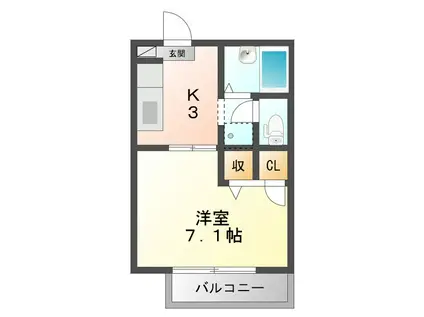 たちばな壱番館(1K/2階)の間取り写真