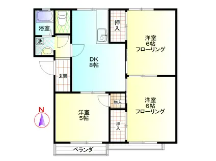 ハイツあおきII(3DK/1階)の間取り写真