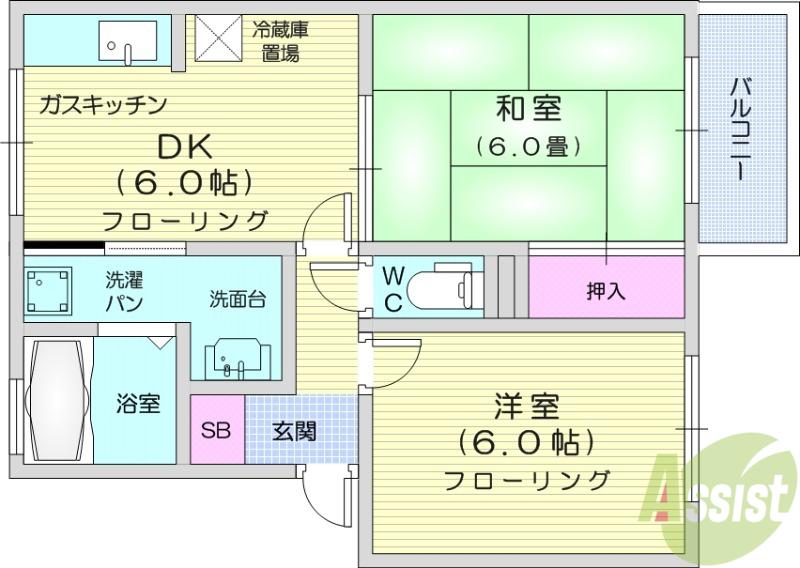 ログパルクC(2DK/2階)の間取り写真