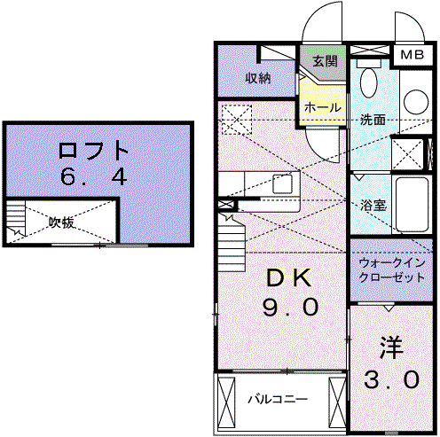 リープライツ(1SDK/2階)の間取り写真