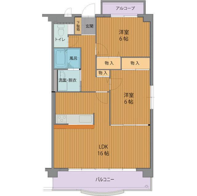 ブラウニィヒル(2LDK/4階)の間取り写真
