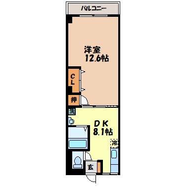 コーポラスハーモニー(1DK/3階)の間取り写真