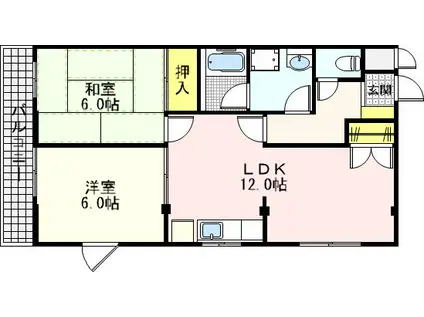 メゾン・ドゥ・チュール(2LDK/3階)の間取り写真