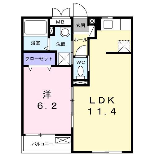 エスポワール(1LDK/1階)の間取り写真