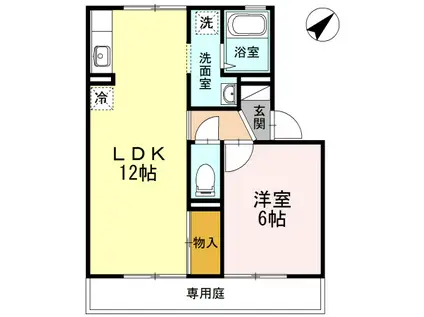 エクセルハイツ A棟(1LDK/1階)の間取り写真