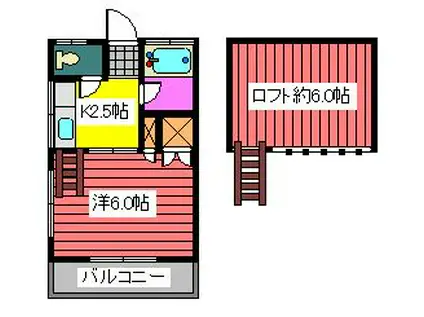 赤羽ハイツ(1K/2階)の間取り写真