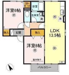 パミドール・ルーチェC棟(2LDK/2階)の間取り写真