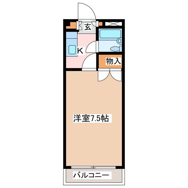 ハイツうつくし(1K/1階)の間取り写真