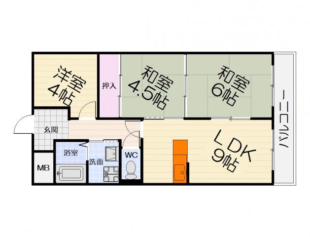 ウィスタリア藤(3LDK/3階)の間取り写真