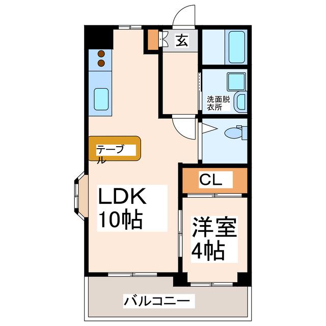 カーサデレイズ(1LDK/4階)の間取り写真