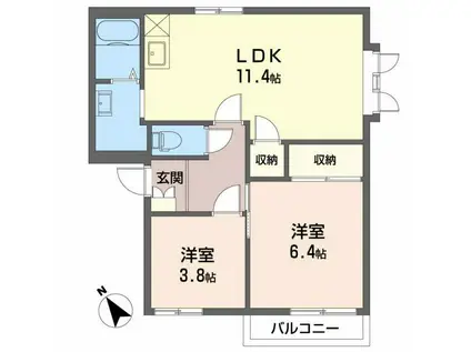 コーポマリ(2LDK/1階)の間取り写真