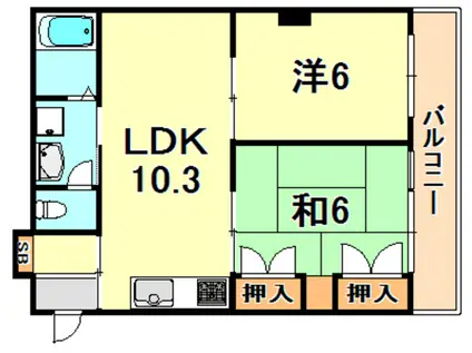 ゴールドクレスト垂水(2LDK/1階)の間取り写真