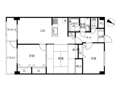 メゾン・アグリーアップル(3LDK/3階)の間取り写真