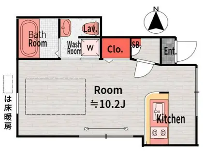 ACTUELLE富士見台(ワンルーム/1階)の間取り写真