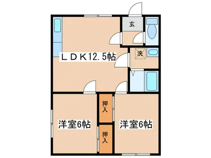 クリスタルハイツ(2LDK/1階)の間取り写真