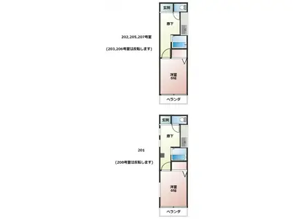 サニーヒル美原町(1K/2階)の間取り写真
