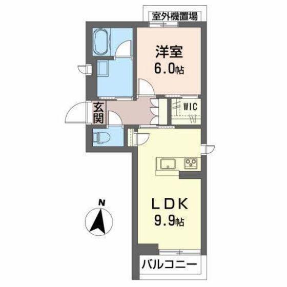 エスポワール大和町(1LDK/1階)の間取り写真