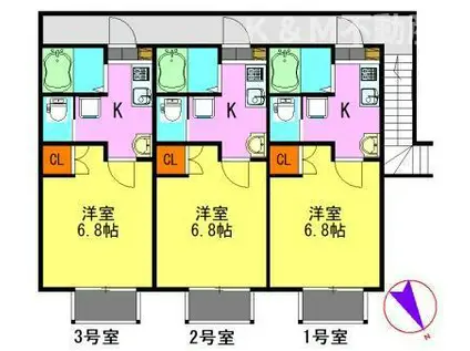 アーバンヒルズ柏(1K/2階)の間取り写真
