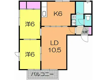 コーポ高橋I(2LDK/2階)の間取り写真
