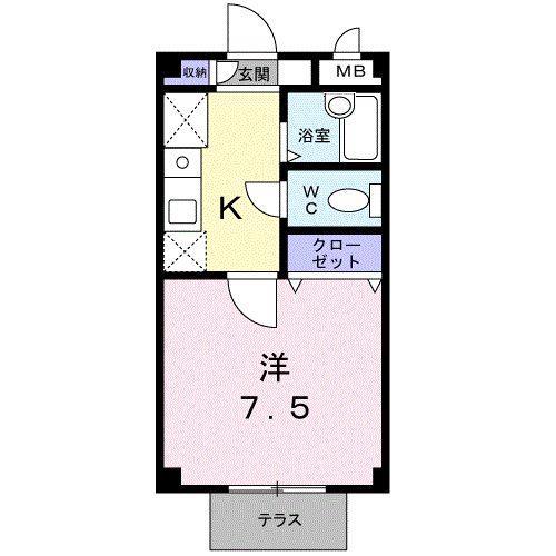 シーサイド大淀(1K/1階)の間取り写真