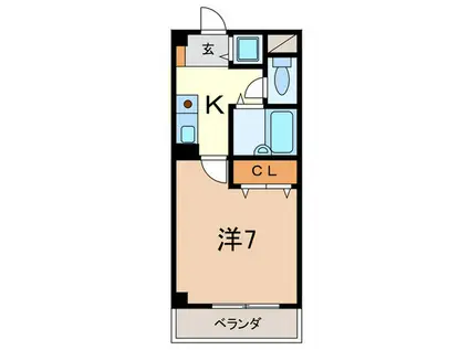 ハートランド甲東園(1K/3階)の間取り写真
