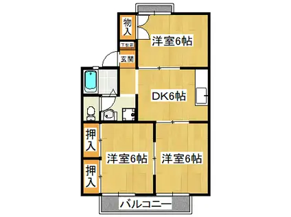 サンパーク花咲B(3DK/2階)の間取り写真