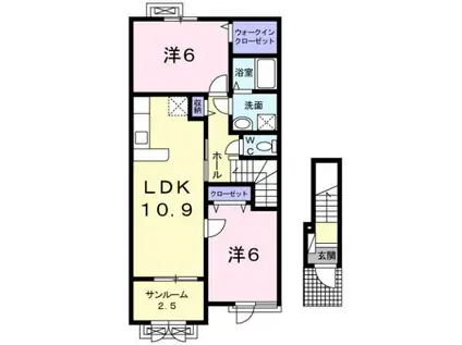 アンダンテ いわせ野I(2LDK/2階)の間取り写真