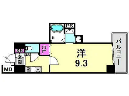 W-STYLE神戸(1K/7階)の間取り写真