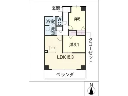 ラリーヒルズ(2LDK/8階)の間取り写真