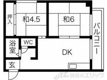 アパートメント吹田II(2DK/1階)の間取り写真