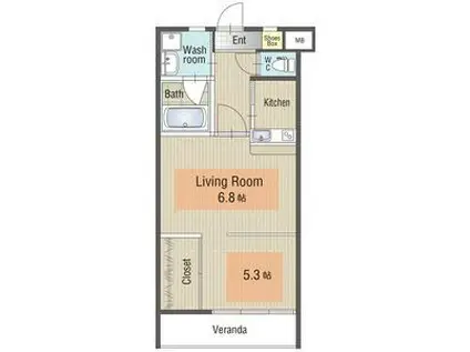 U・TOPIAHILLS(1LDK/4階)の間取り写真