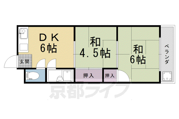 福王子マンション(2DK/3階)の間取り写真