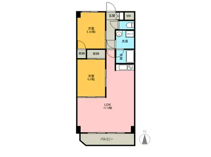 サンハイツ池場(2LDK/5階)の間取り写真