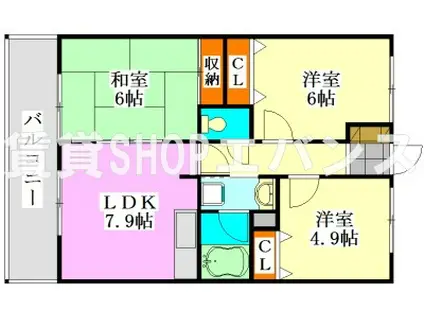 ソレアードハサマ(3DK/4階)の間取り写真