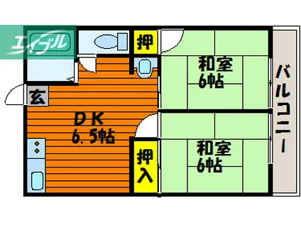 シティハイムあかねA(2DK/2階)の間取り写真