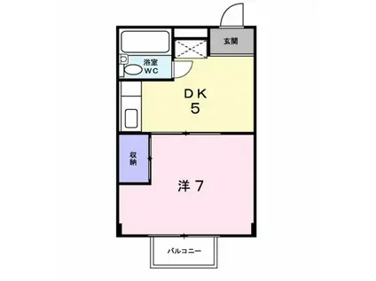 シティハイツ朝間B(1DK/2階)の間取り写真