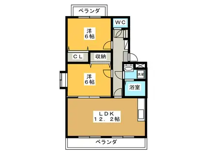 ユーミーグレース(2LDK/4階)の間取り写真