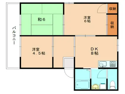 サンビレッジ大神 A(3DK/1階)の間取り写真