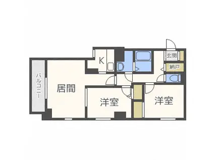 ULS山鼻(2LDK/2階)の間取り写真