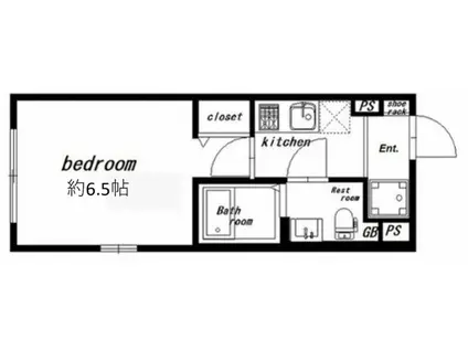 ハーモニーグラシア武蔵小山(1K/1階)の間取り写真